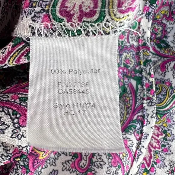 J. Crew Top Women's XS Multi Color Paisley Print Long Sleeve Business Casual - Picture 6 of 9